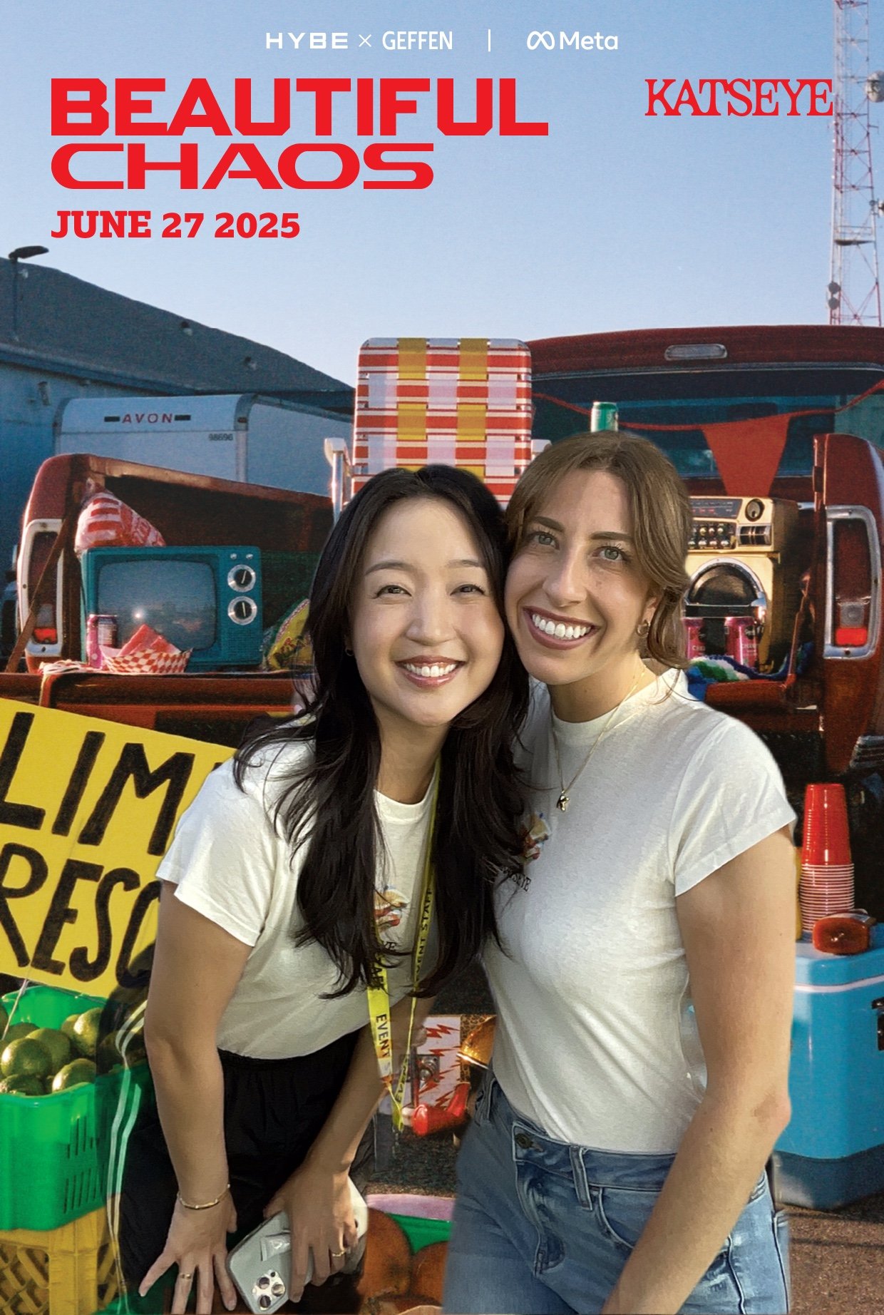 Branded photo booth overlay for KATSEYE album release event