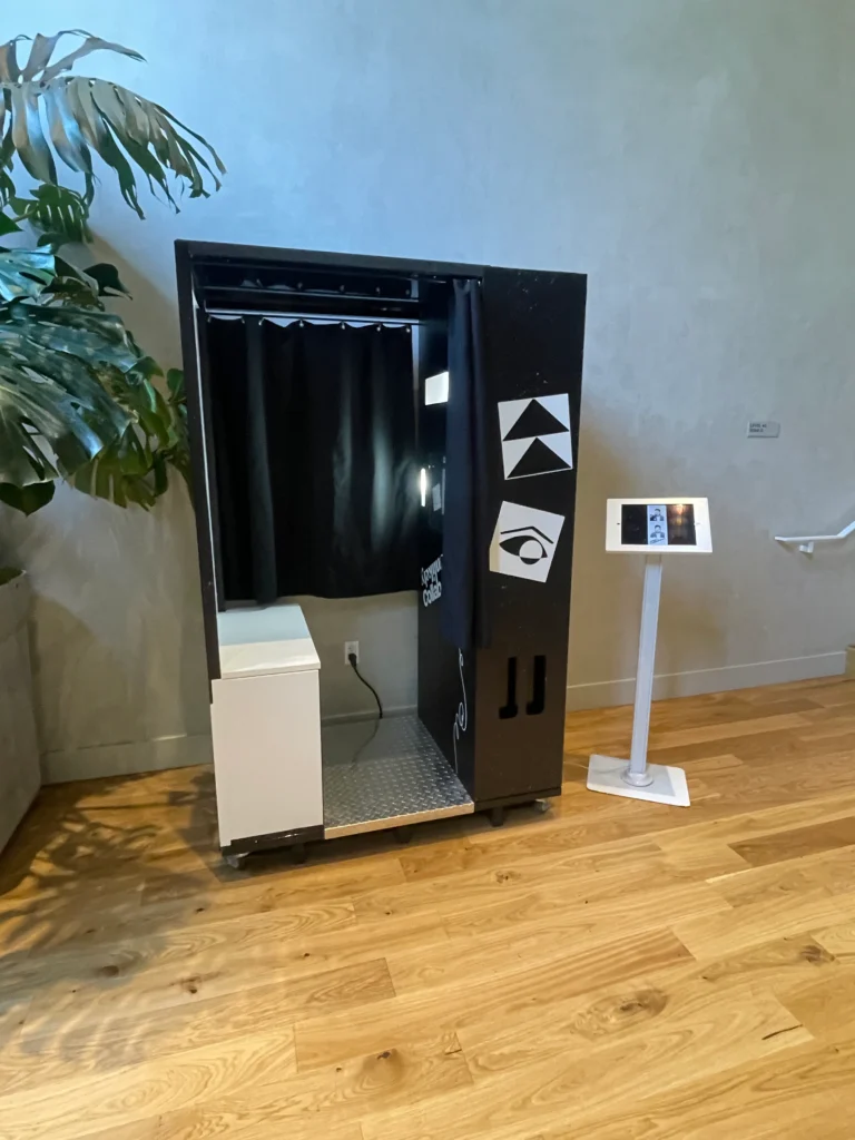 Photo booth with black curtains