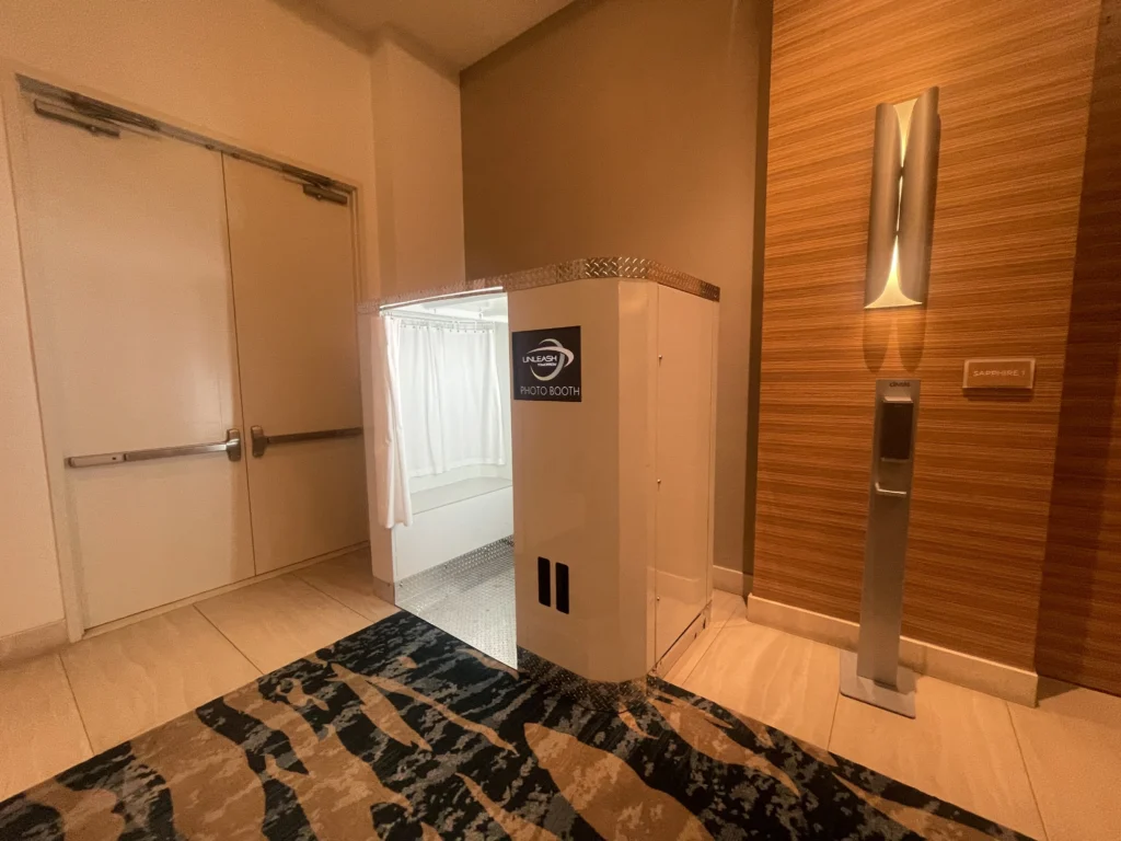 Photo booth in hotel corridor